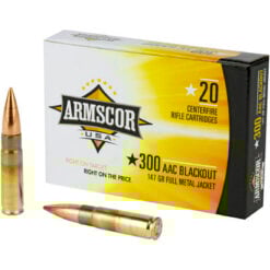 Armscor FAC300AAC1N Rifle 300 Blackout 147 gr Full Metal Jacket (FMJ) Ammo Rifle Ammo - 20 Rounds