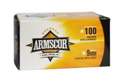 Armscor 50444 Pistol 9mm Luger 115 gr Full Metal Jacket (FMJ) Handgun Ammo - 100 Rounds