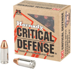 Hornady Critical Defense 9MM 115 Grain Flex Tip JHP Handgun Ammo - 25 Rounds