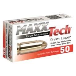 MaxxTech 9mm Ammunition PTG912B 124 Grain Full Metal Jacket Handgun Ammo - 50 Rounds