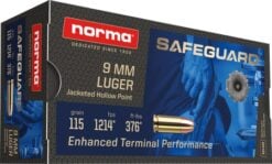 Norma Safeguard 9mm JHP 115 Gr Handgun Ammo - 50 round box