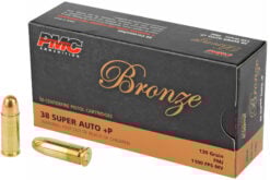 PMC Bronze 38 Super +P 130 Grain Full Metal Jacket Handgun Ammo - 50 Rounds