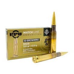 PPU PPM50 Match 50 BMG 725 gr Full Metal Jacket Rifle Ammo - 5 Rounds