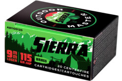 Sierra Bullets Outdoor Master 9MM 115Gr Jacketed Hollow Point Handgun Ammo - 20 Rounds