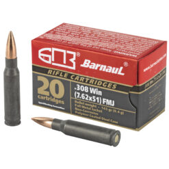 Barnaul Ammunition 308 Winchester 145Gr Full Metal Jacket Steel Polycoated Case Rifle Ammo - 20 Rounds