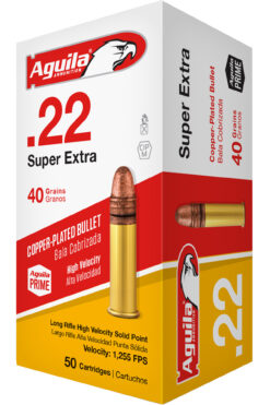 Aguila 1B220328 Super Extra High Velocity 22 LR 40 gr Copper-Plated Solid Point Rimfire Ammo - 50 Rounds