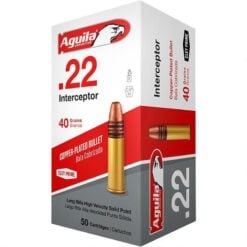 Aguila Ammunition Rimfire Interceptor 22LR 40 Grain Solid Point Rimfire Ammo - 50 Rounds