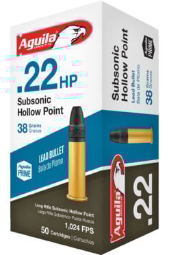 Aguila Ammunition Subsonic Rimfire 22LR 38GR Hollow Point Rimfire Ammo - 50 Rounds