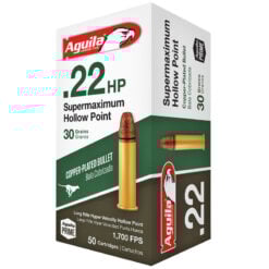 Aguila Ammunition Rimfire Supermaximum 22LR 30Gr Hollow Point Rimfire Ammo - 50 Rounds