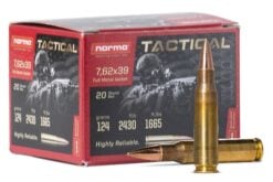 Norma Shooting 7.62x39 FMJ 80G 124 GR Norma Rifle Ammo - 20 Rounds