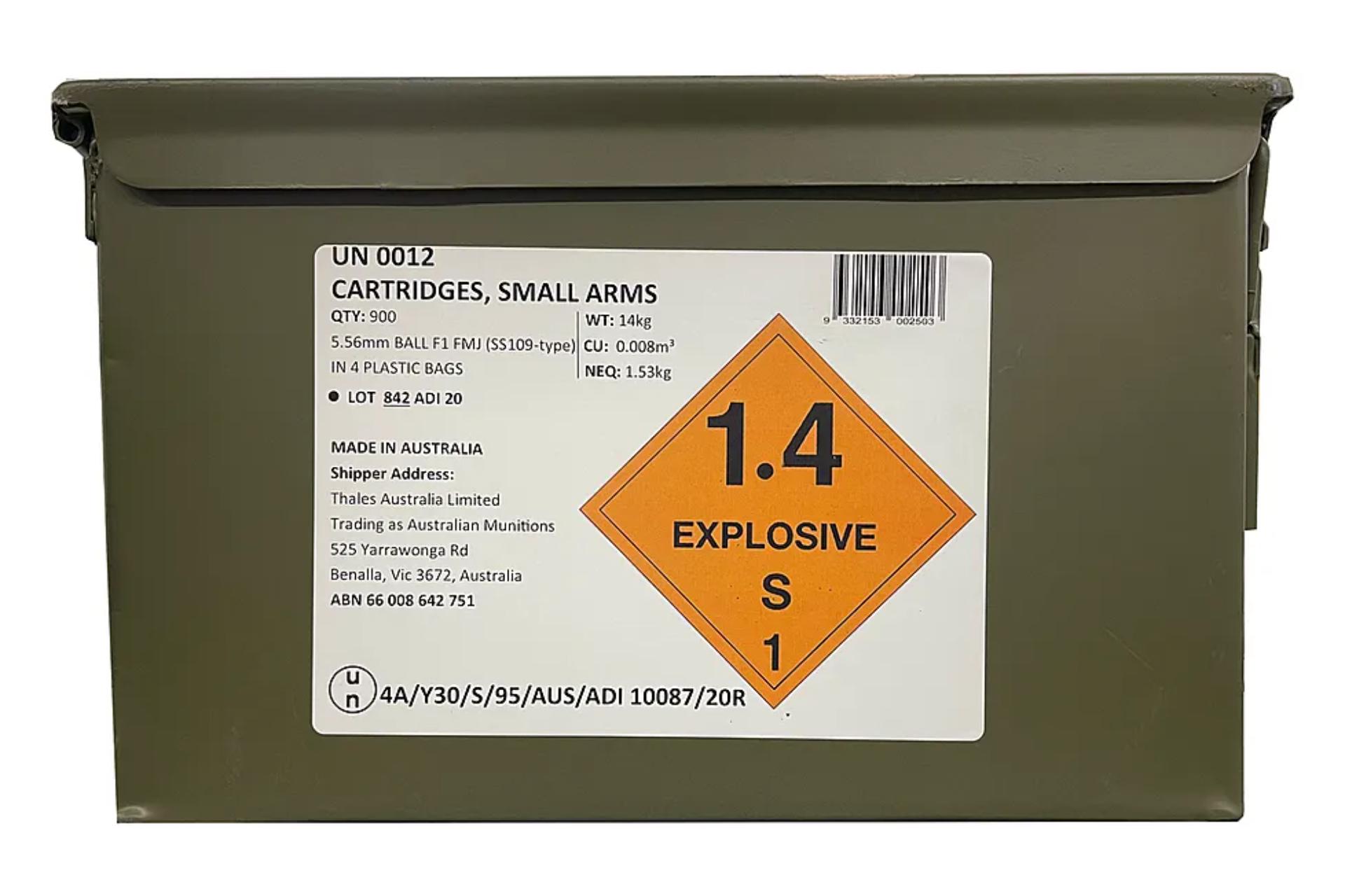 australian-munitions-adi-f1-rifle-ammunition-9332153002503-5-56mm-nato-fmj-ss109-62-gr-3002-fps-900-rds-can-1