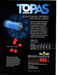Brenneke SL122TOP TOPAS 12 Gauge 2.75" 2/3 oz/309 gr 1673 fps Sabot Slug Shot Shotgun Ammo - 5 Rounds