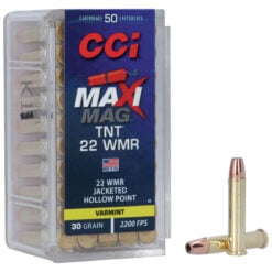 CCI 0063 Maxi-Mag TNT 22 WMR 30 gr Jacketed Hollow Point (JHP) Rimfire Ammo - 50 Rounds