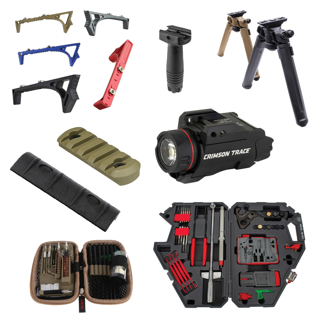 Collection of AR-15 accessories