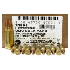 Remington UMC 223 Remington 55Gr FMJ Bulk Pack Brass Casing Rifle Ammo - 1000 Rounds