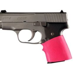 Hogue 18007 HandAll Jr. Grip Sleeve Small Size made of Rubber with Textured Pink Finish & Finger Groove for Most 22, 25 & 38 Pistols
