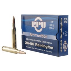 PPU PP2506H Standard Rifle 25-06 Rem 90 Gr Hollow Point Rifle Ammo - 20 Rounds