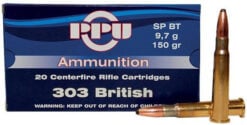 PPU PP303S1 Standard Rifle 303 British 150 gr 2690 fps Soft Point Boat-Tail (SPBT) Rifle Ammo - 20 Rounds
