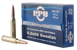 PPU PP6SWF Metric Rifle 6.5x55 Swedish 139 gr Full Metal Jacket (FMJ) Rifle Ammo - 20 Rounds