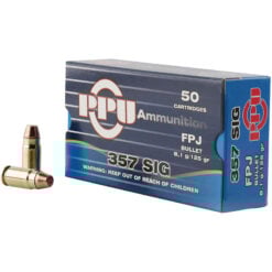 PPU PPH357S Handgun 357 Sig 125 gr Flat Point Jacketed (FPJ) Handgun Ammo - 50 Rounds