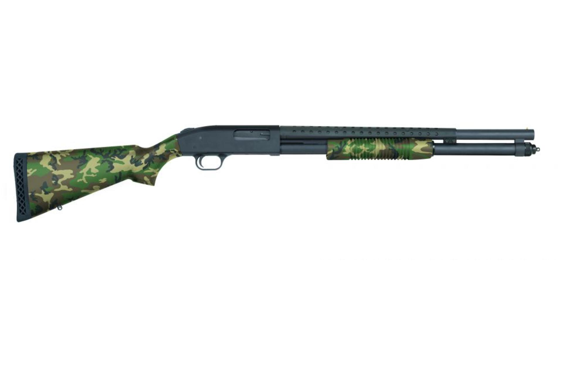 mossberg-sons-590-pump-action-shotgun-12-ga-20-bbl-us-woodland-camo-heatshield-8-1-rnd-brs-exclusive-8-1-rounds-20-barrel-3-chamber-camo-stock-synthetic-blue-black-50710